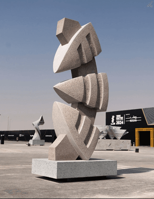 Stone sculpture symposia Aswan, Egypt, process view 2